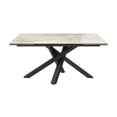Samurai High Gloss Grey Marble Effect Ceramic Top Double Extending Dining Table